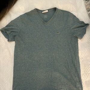 Mens green Lacoste V neck tee